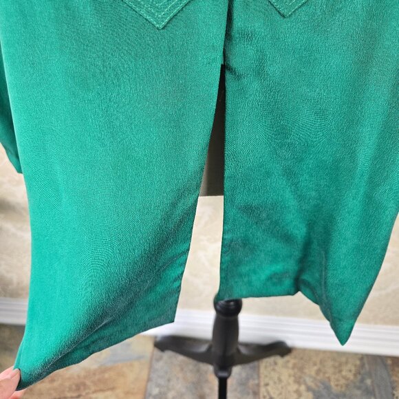 Safe Silk by Adrianna Papell Sz 6 Dark Green Silk Tunic Buttons Mandarin Collar - Picture 5 of 14